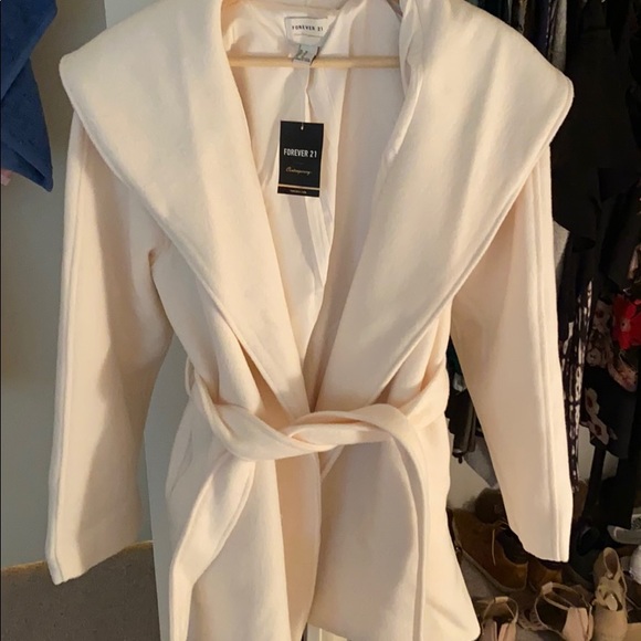 cream wrap coat